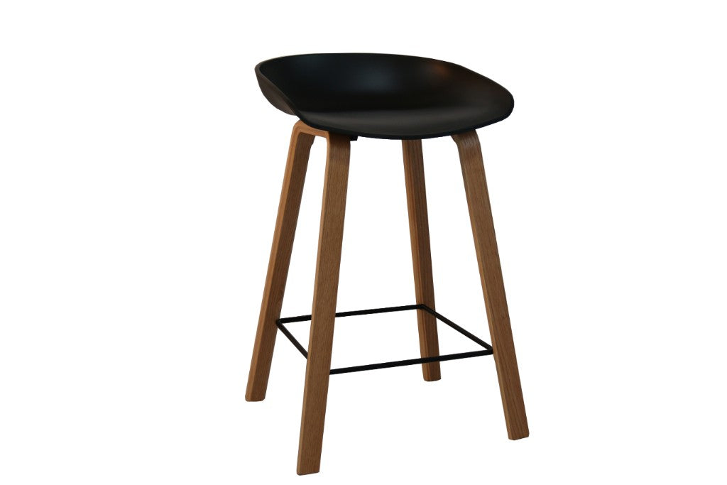 CLAIRE BAR STOOL 52X40X85CM-BLK/NATURE