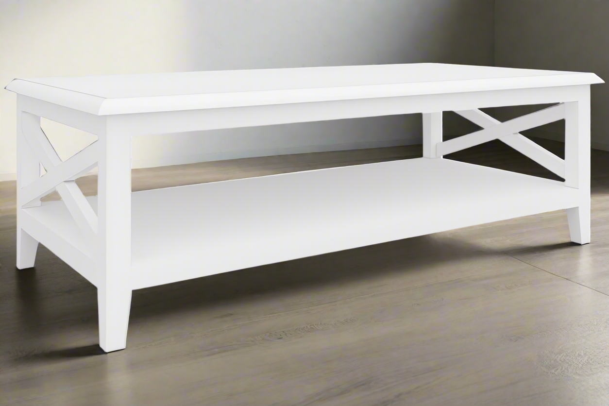 White Hampton Rectangular  Coffee Table - White
