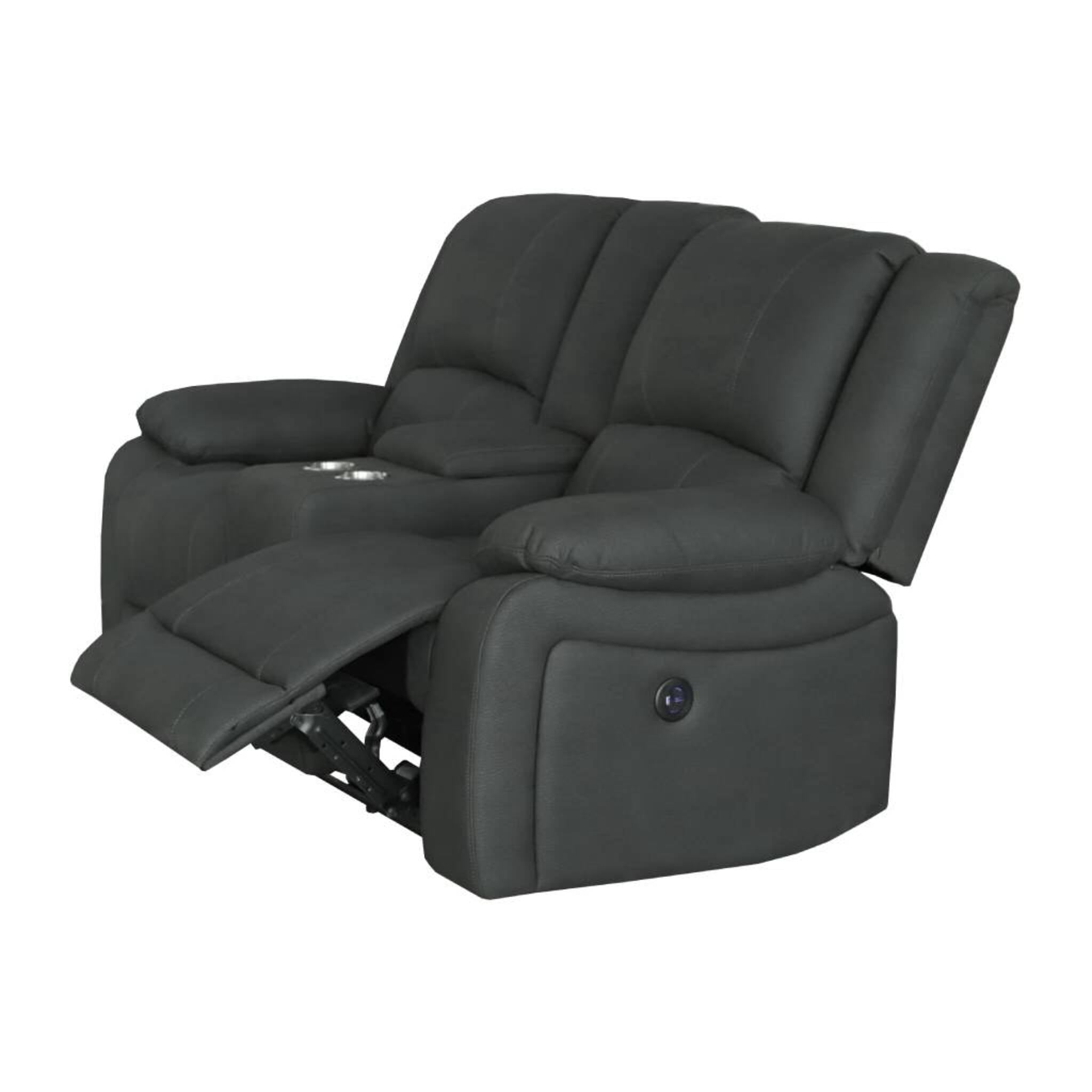 Captain 2 Seater Rhino Suede Fabric Electric Recliner Lounge Jet
