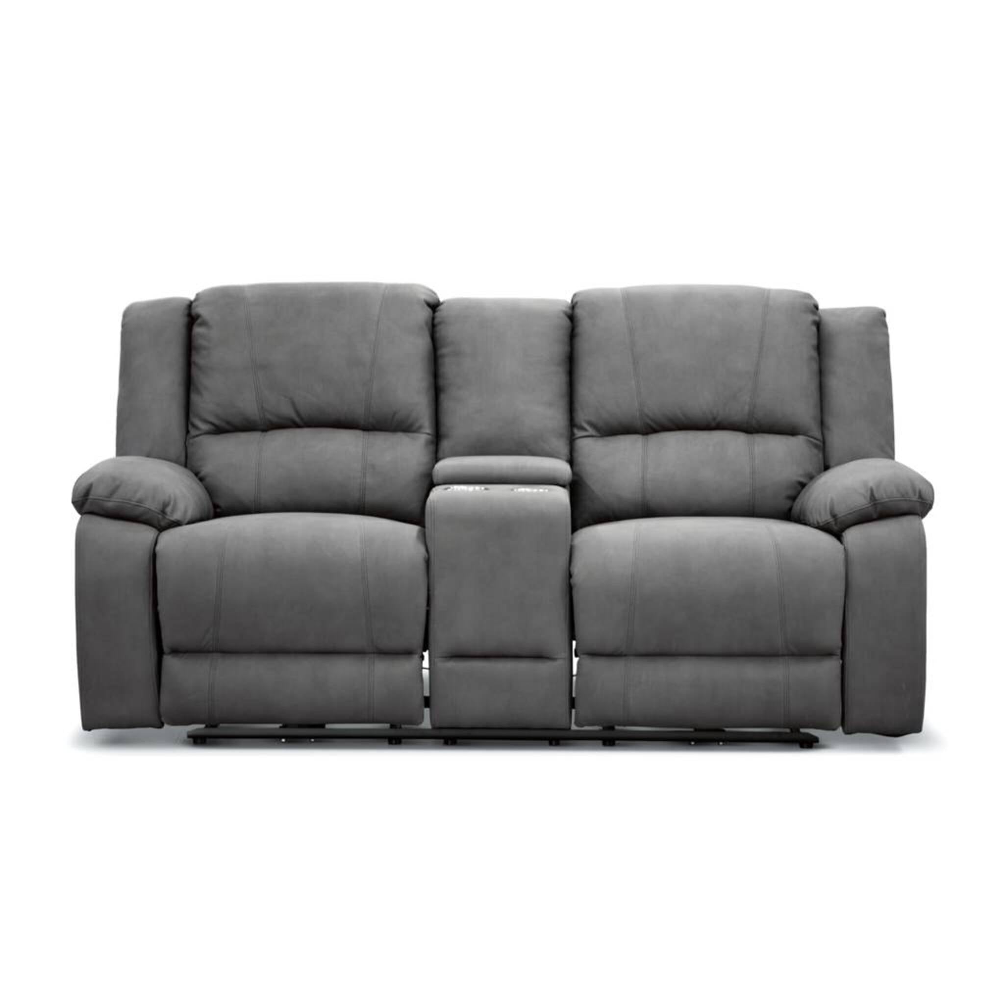 Captain 2 Seater Rhino Suede Fabric Electric Recliner Lounge Latte