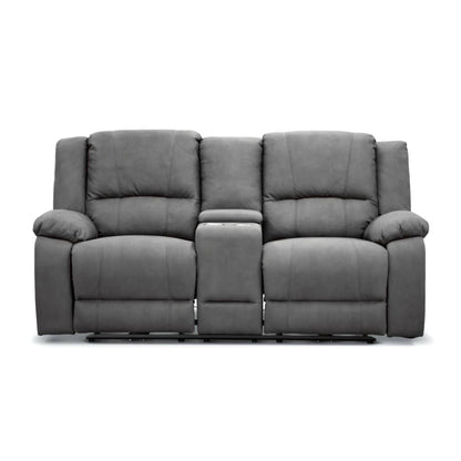 Captain 2 Seater Rhino Suede Fabric Electric Recliner Lounge Latte