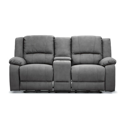 Captain 2 Seater Rhino Suede Fabric Electric Recliner Lounge Latte