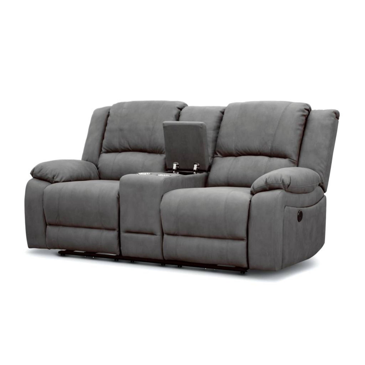 Captain 2 Seater Rhino Suede Fabric Electric Recliner Lounge Latte