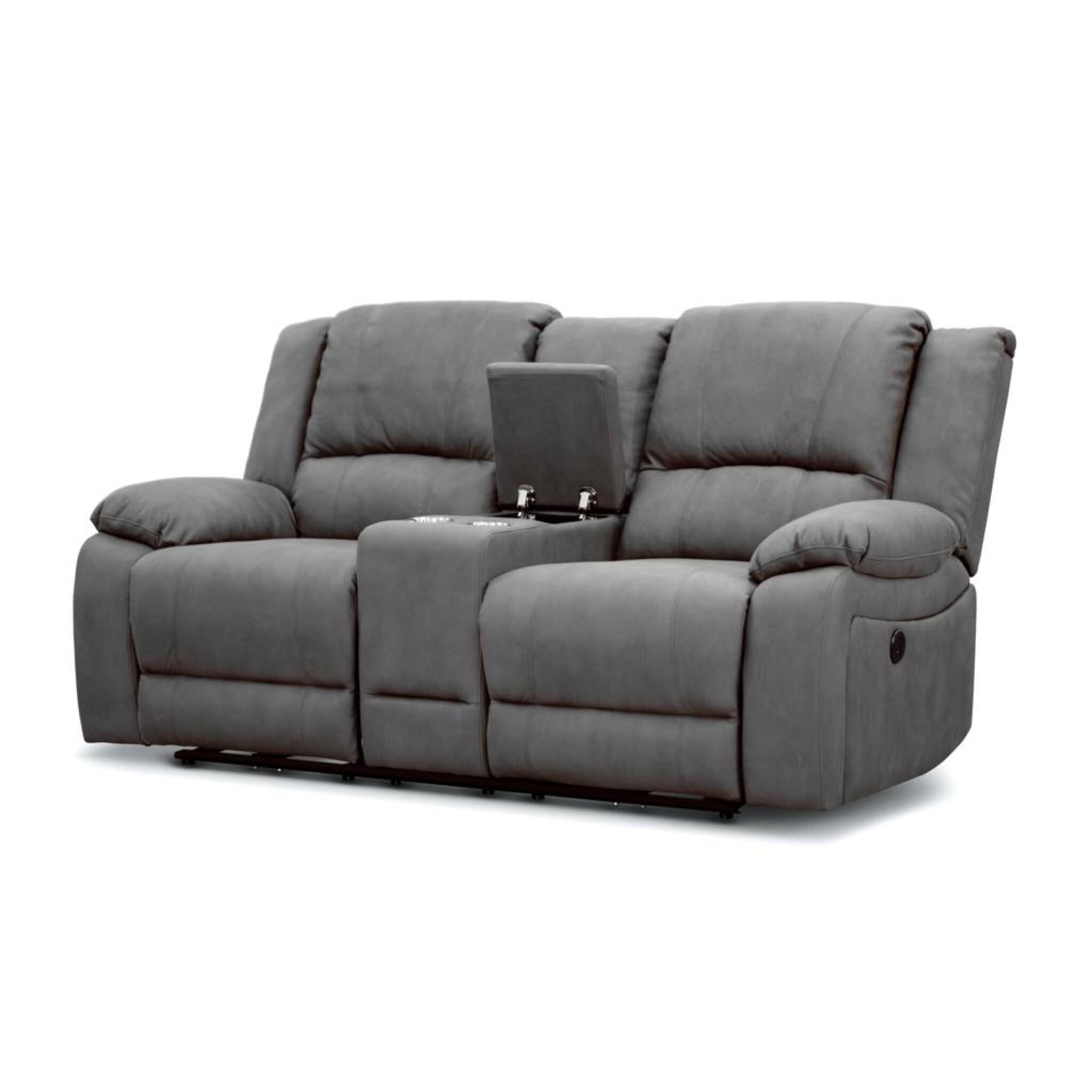 Captain 2 Seater Rhino Suede Fabric Electric Recliner Lounge Latte