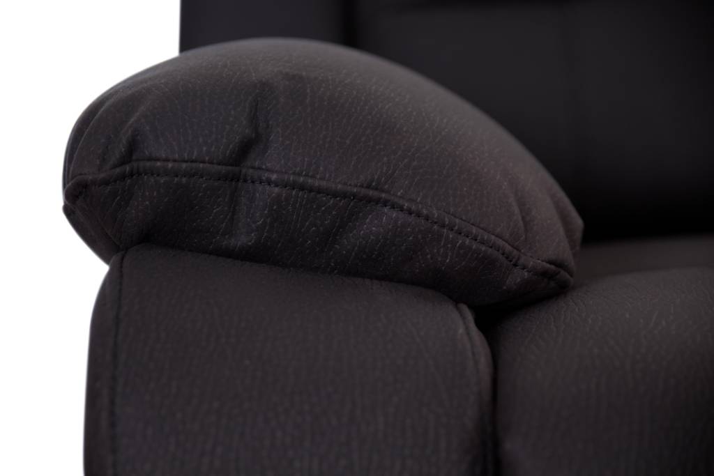 Captain 2 Seater Rhino Suede Fabric Electric Recliner Lounge -Black Onyx