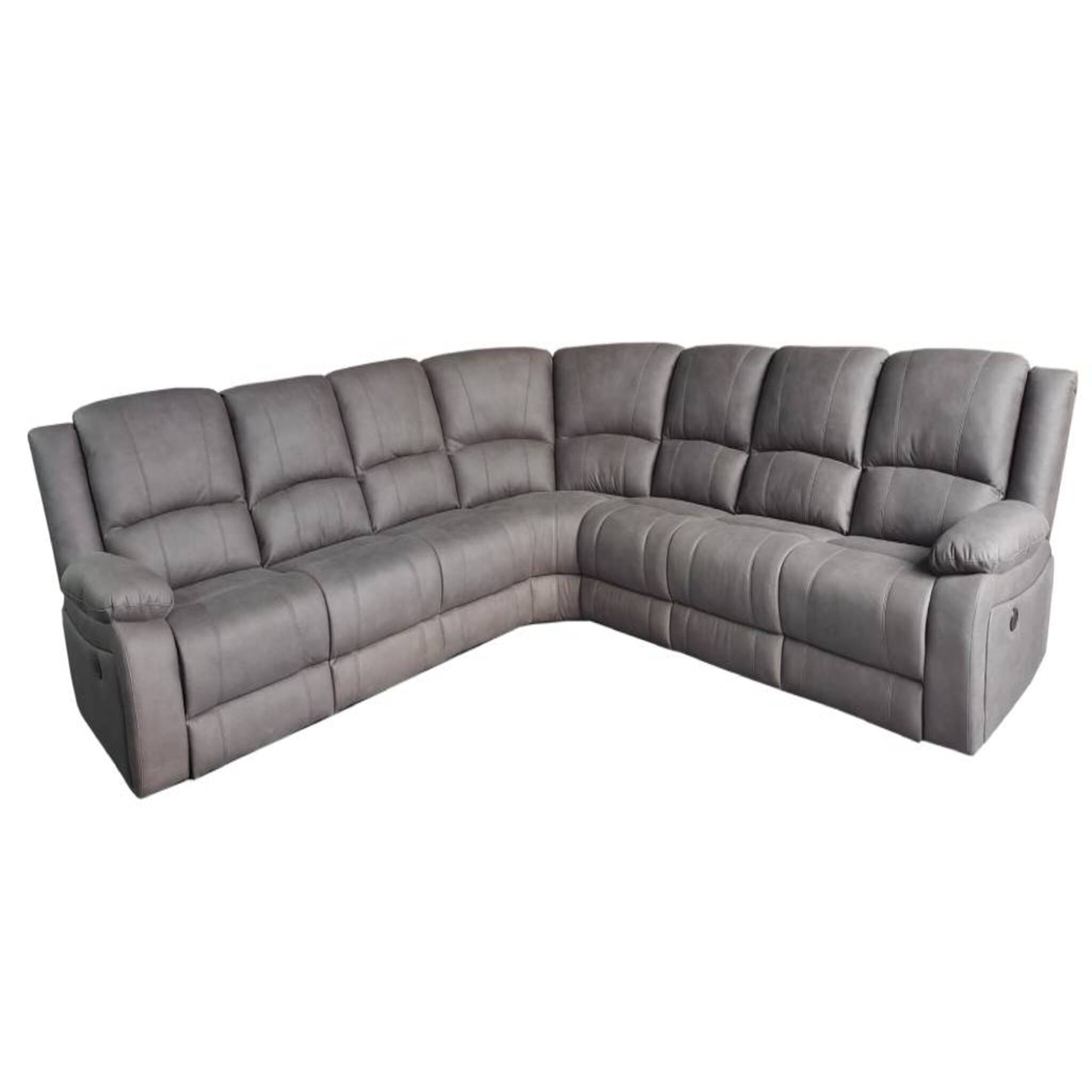 Captain 7 Seater Corner Modular Rhino Suede Electric Recliner Lounge- Latte