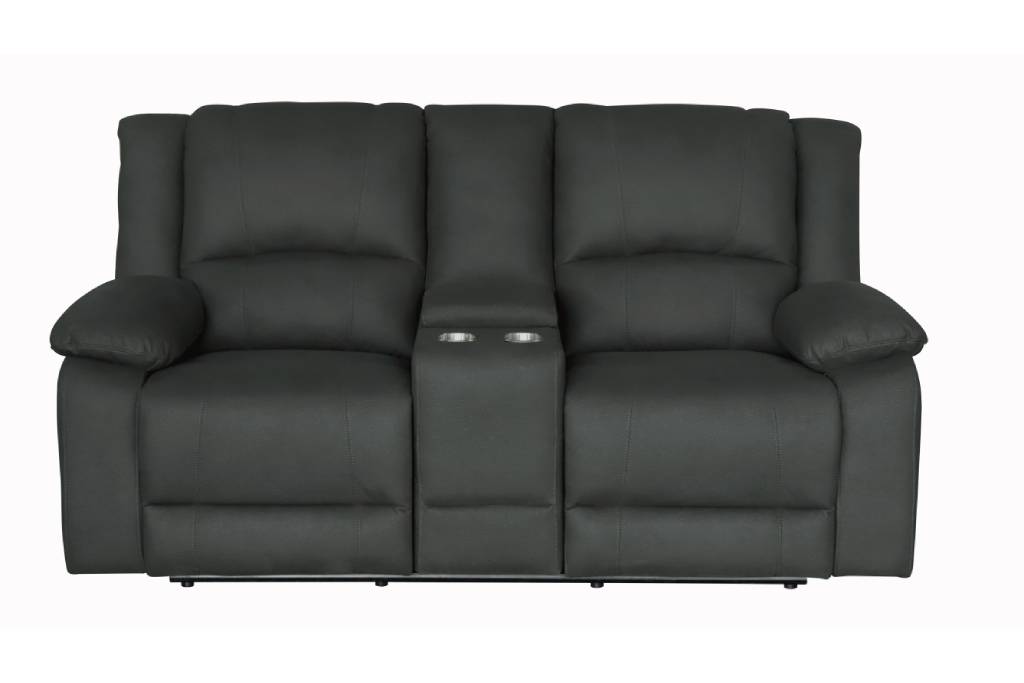 Captain 2 Seater Rhino Suede Fabric Electric Recliner Lounge Jet