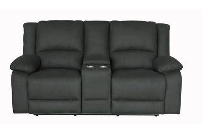 Captain 2 Seater Rhino Suede Fabric Electric Recliner Lounge Jet