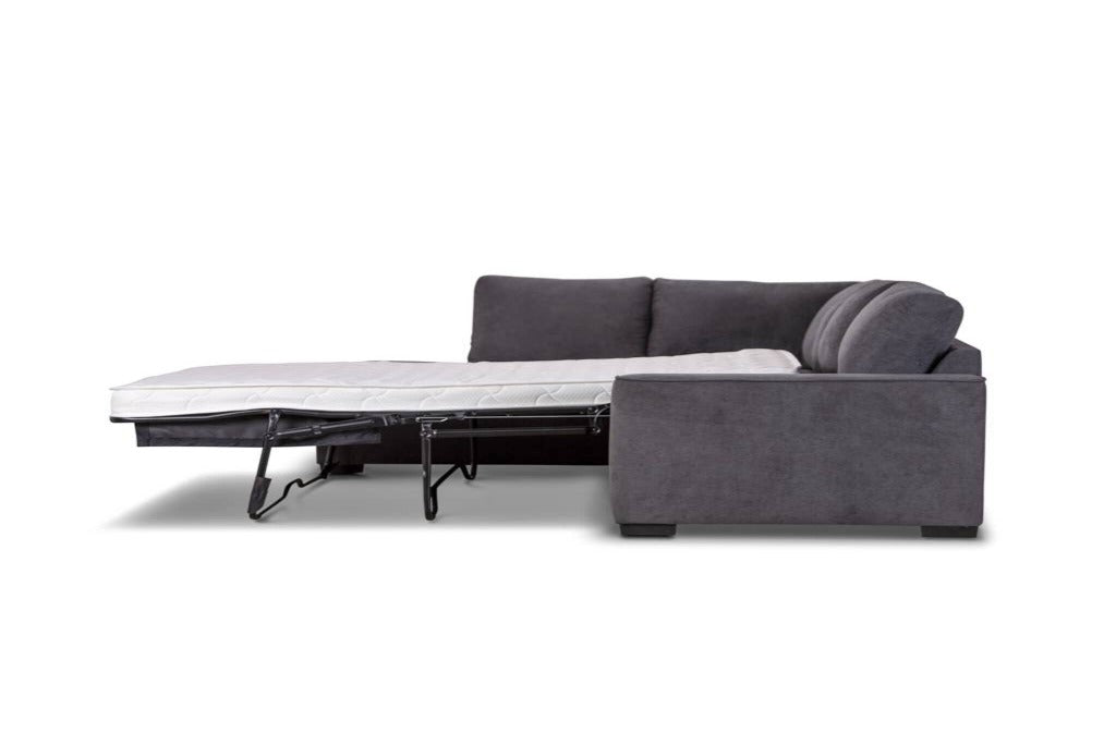Kristie Fabric 3 Seater RHF Chaise Sofa Bed-Dark Grey