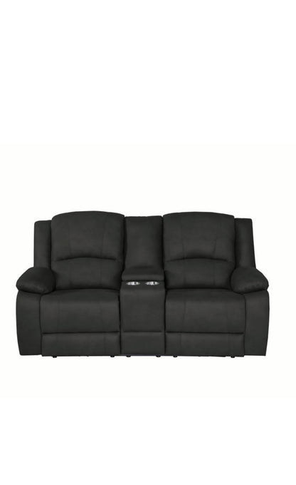 Captain 2 Seater Rhino Suede Fabric Electric Recliner Lounge Jet