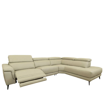 Harper Leather Modular Lounge with Electric Reclining Action RHF-Sand /Silver