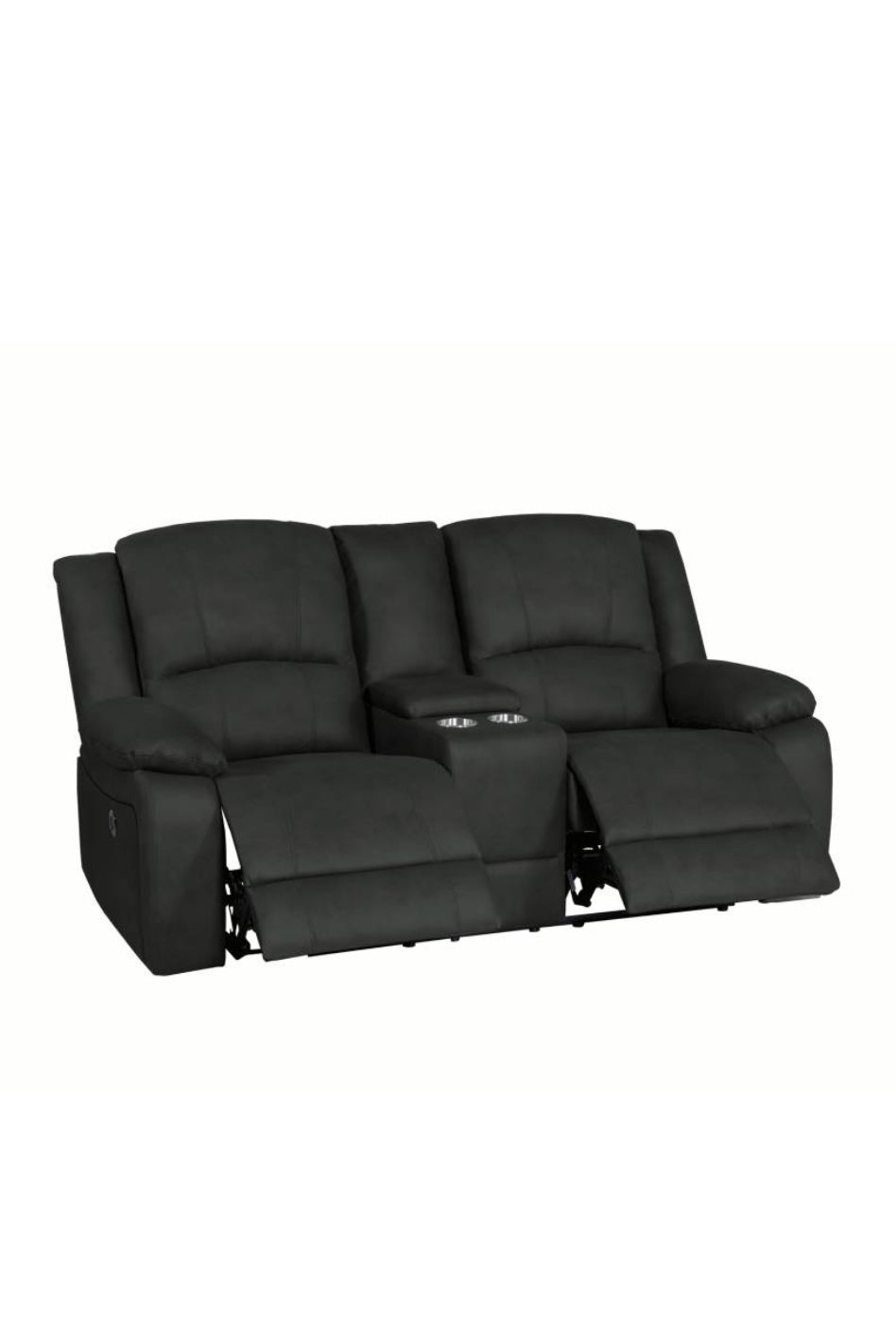 Captain 2 Seater Rhino Suede Fabric Electric Recliner Lounge Jet