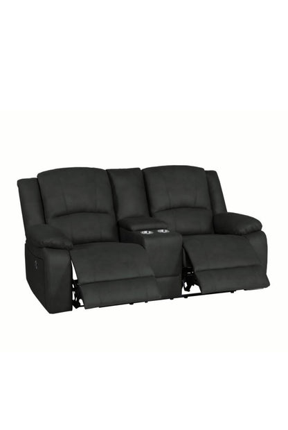 Captain 2 Seater Rhino Suede Fabric Electric Recliner Lounge Jet