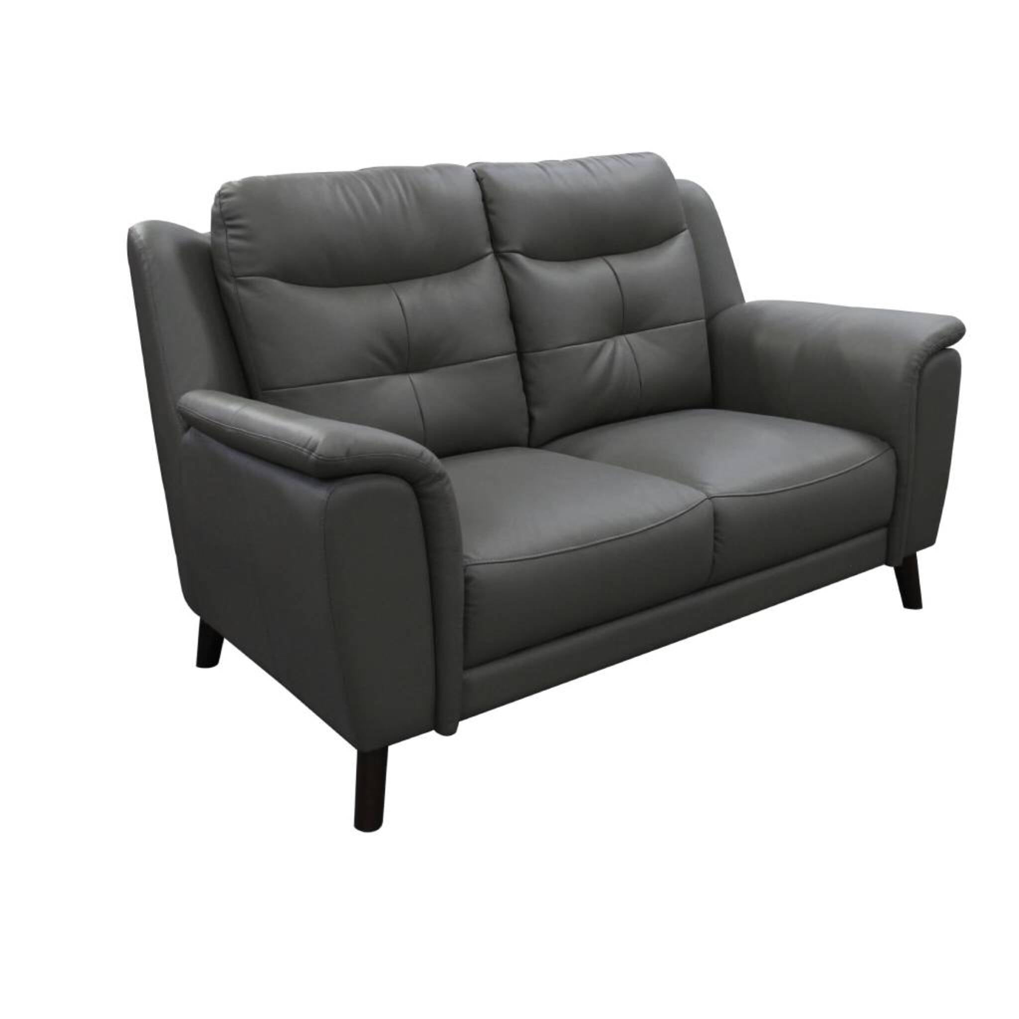 Georgia 3 Seater Leather Sofa Gunmetal