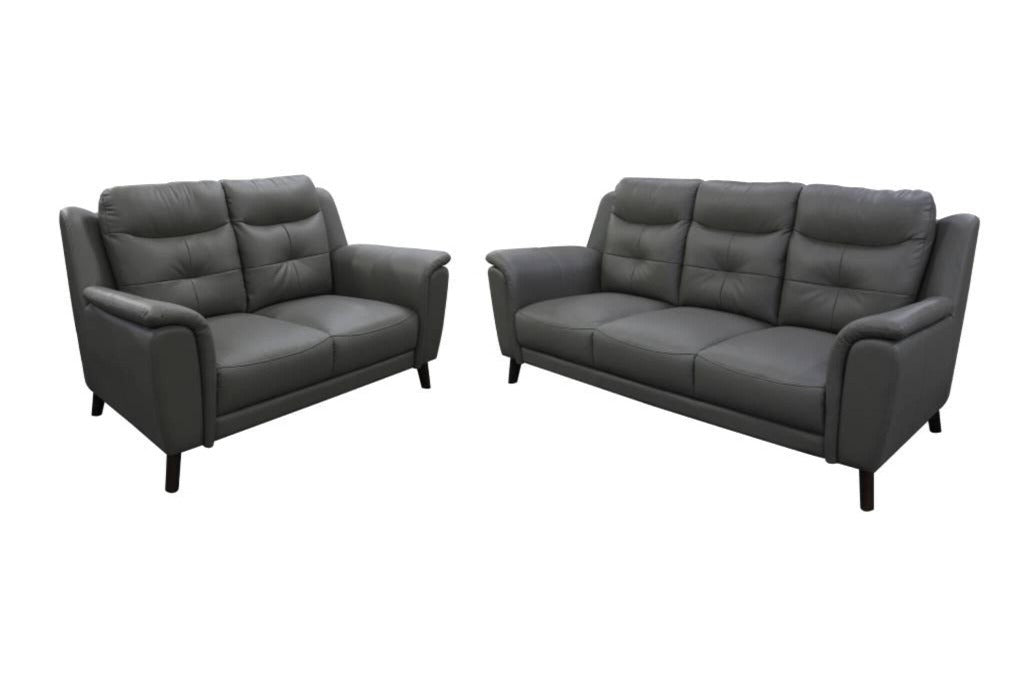 Georgia 2 Seater Leather Sofa Gunmetal