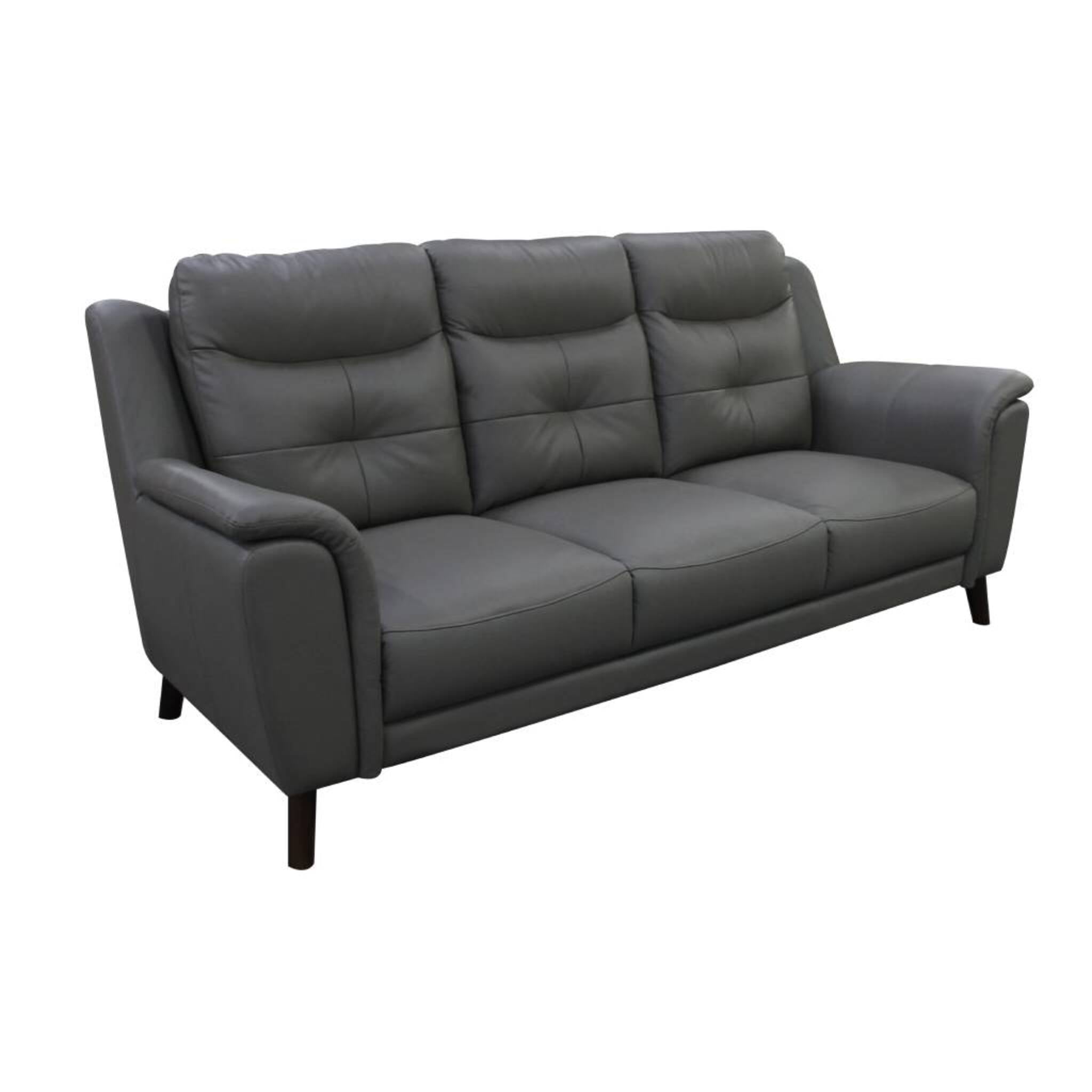 Georgia 2 Seater Leather Sofa Gunmetal