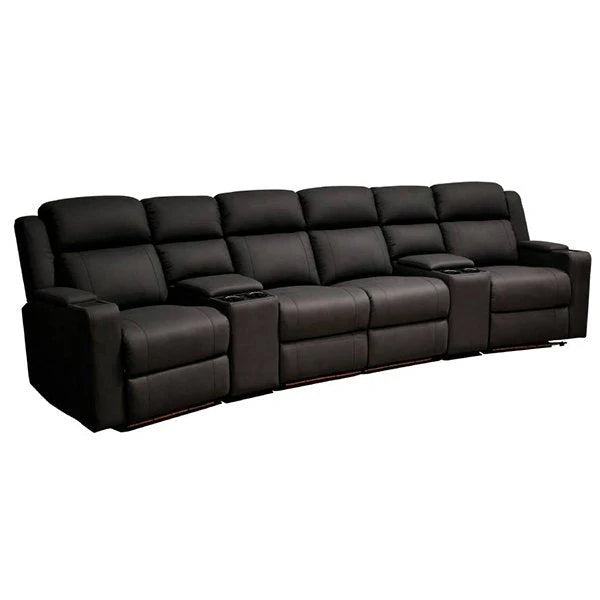 Home Cinema 4 Seater Rhino Fabric Electric Recliner Sofa Black