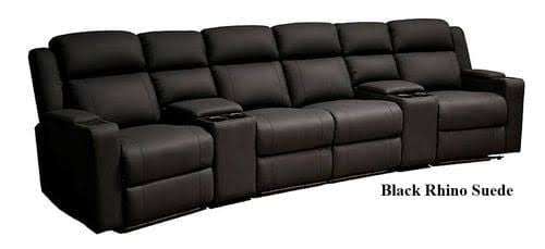 Home Cinema 4 Seater Rhino Fabric Electric Recliner Sofa Black