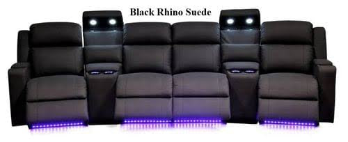 Home Cinema 4 Seater Rhino Fabric Electric Recliner Sofa Black