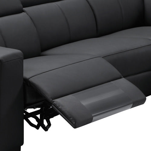 Tripoli Leather Modular Corner Lounge W/Electric Recliner-Black
