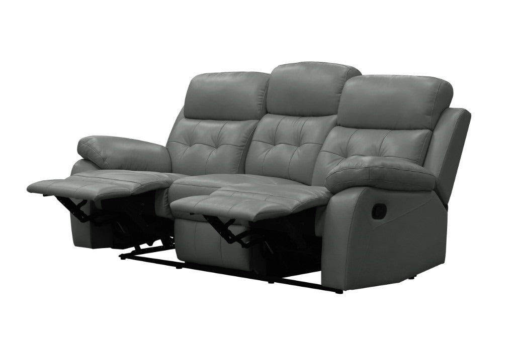 Cosmic 3 Seater Leather Lounge W 2 Single Recliner Set-Gunmetal