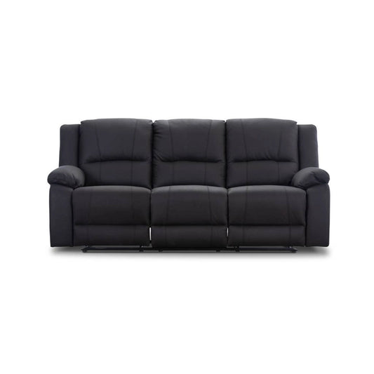 Captain 3 Seater Rhino Suede Fabric Electric Recliner Lounge -Black Onyx