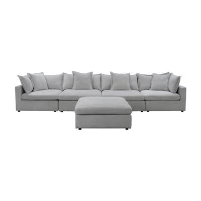 Carolina Feather Corner Modular Plus Ottoman Lounge- Silver