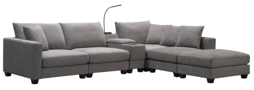 Paige Modular With Ottoman Lounge-Medium Grey