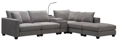 Paige Modular With Ottoman Lounge-Medium Grey