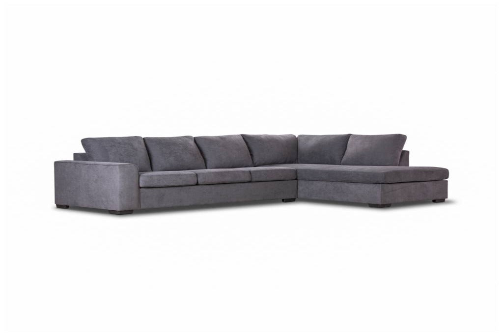 Kristie Fabric 3 Seater RHF Chaise Sofa Bed-Dark Grey