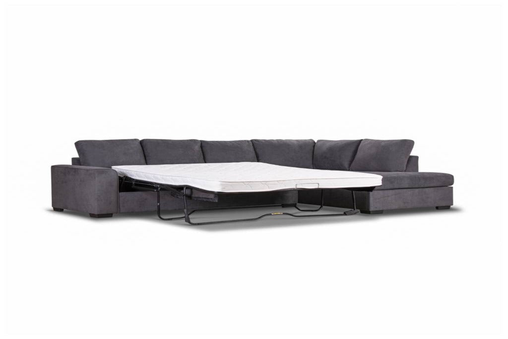 Kristie Fabric 3 Seater RHF Chaise Sofa Bed-Dark Grey