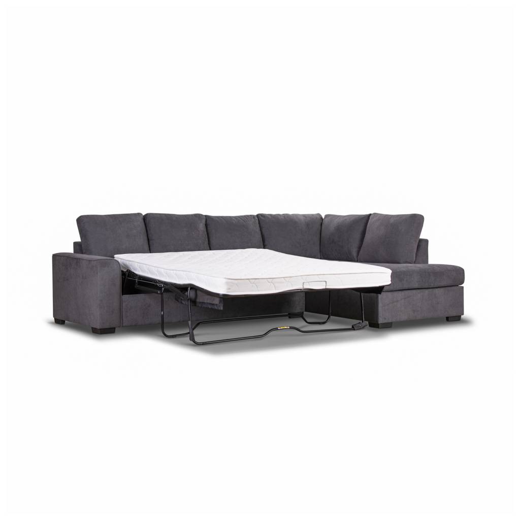 Kristie Fabric 3 Seater LHF Chaise Sofa Bed -Dark Grey