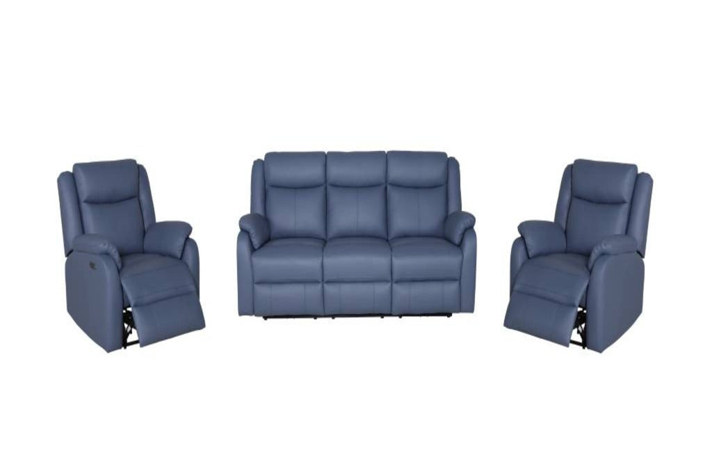 Pinnacle Leather 3ERER+2ER+ER Electric Recliner Kit -Marine Blue