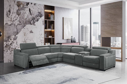 Tripoli Modular Corner Lounge W/Electric Recliner Storm Grey