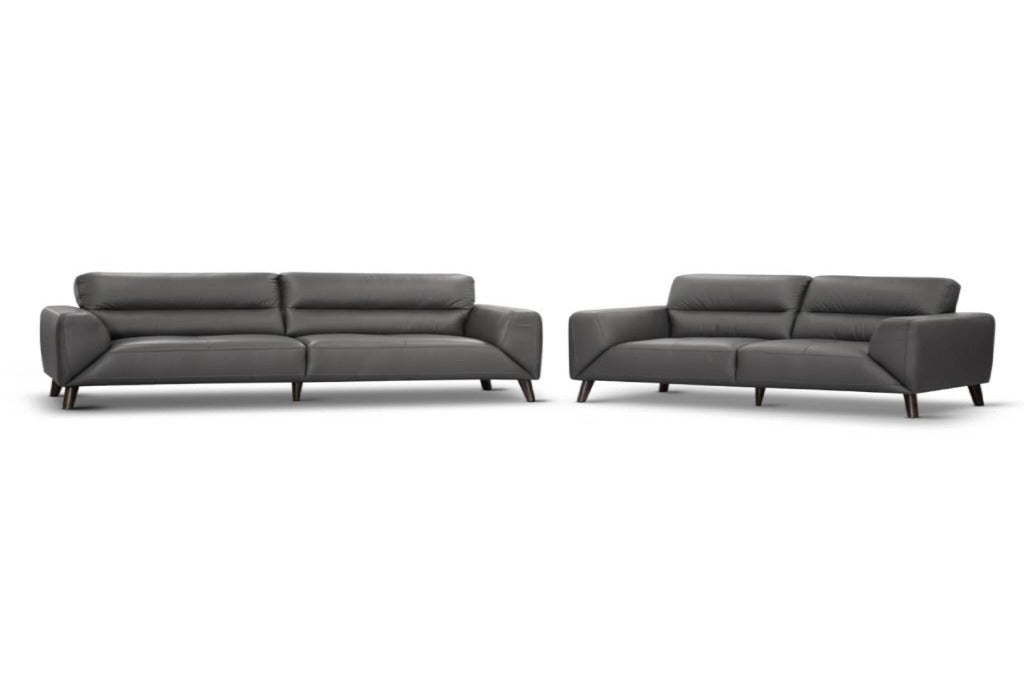 Sonoma 3 Seater Leather Sofa Gunmetal