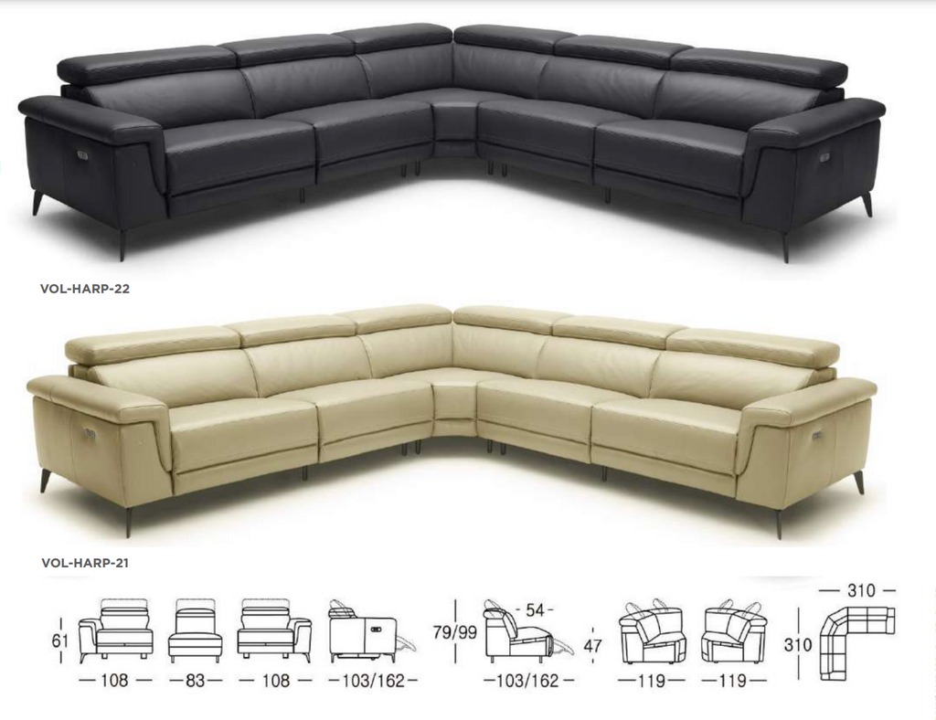 Harper Corner Modular Electric Recliner Leather Lounge- Black