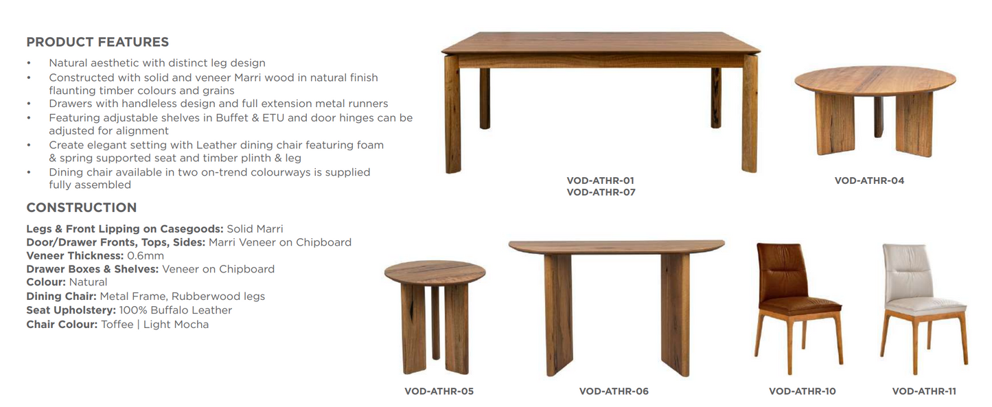 Atherton 2 Drawer Bedside Table - Natural