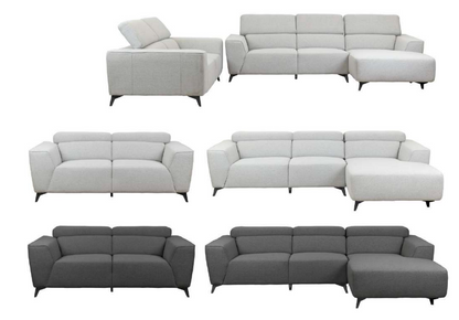 Lincoln Fabric 2.5 Seater Right Hand Chaise Sofa- Graphite