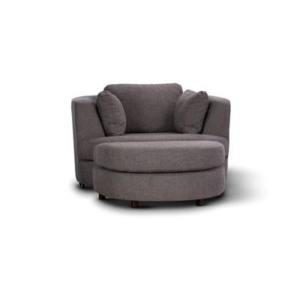 Orlando Swivel Arm Chair & Ottoman -Dark Grey