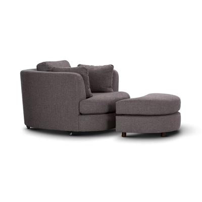 Orlando Swivel Arm Chair & Ottoman -Dark Grey