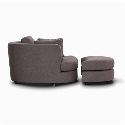 Orlando Swivel Arm Chair & Ottoman -Dark Grey