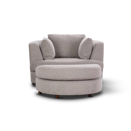 Orlando Swivel Arm Chair & Ottoman -Steel