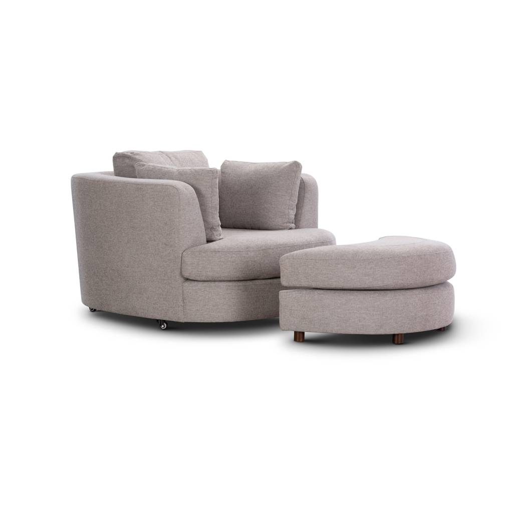 Orlando Swivel Arm Chair & Ottoman -Steel