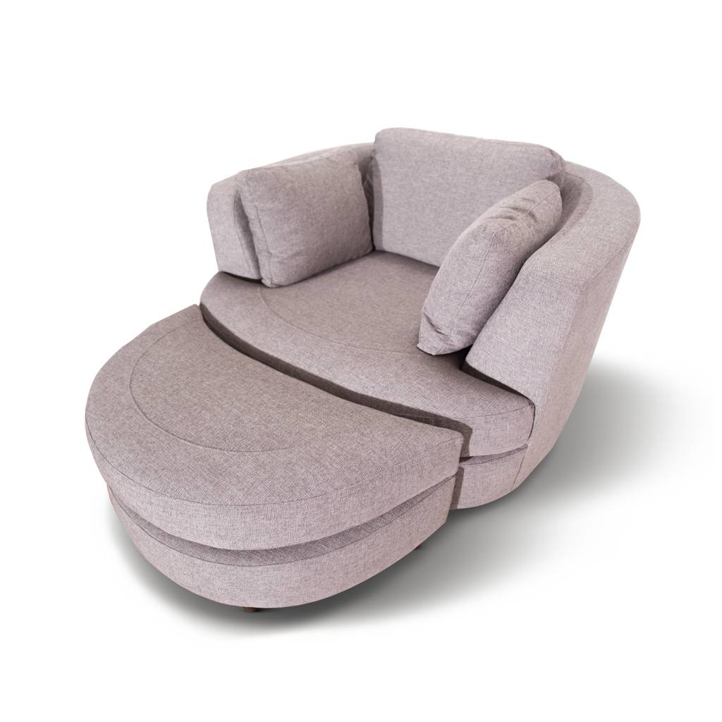 Orlando Swivel Arm Chair & Ottoman -Steel