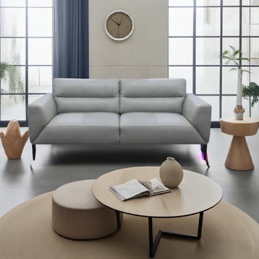 Sonoma 2 Seater Leather Sofa Silver
