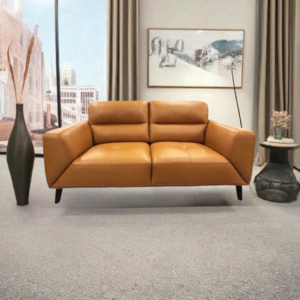 Sonoma 3 Seater Leather Sofa Tangerine