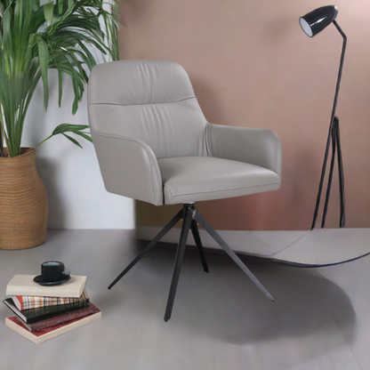 Calvin Leather Swivel Arm Chair Grey