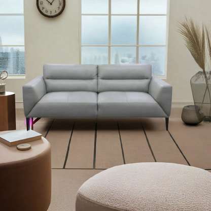 Sonoma 3 Seater Leather Sofa Silver