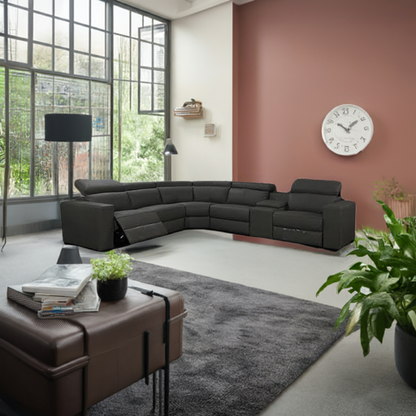 Tripoli Modular Corner Lounge W/Electric Recliner Storm Grey