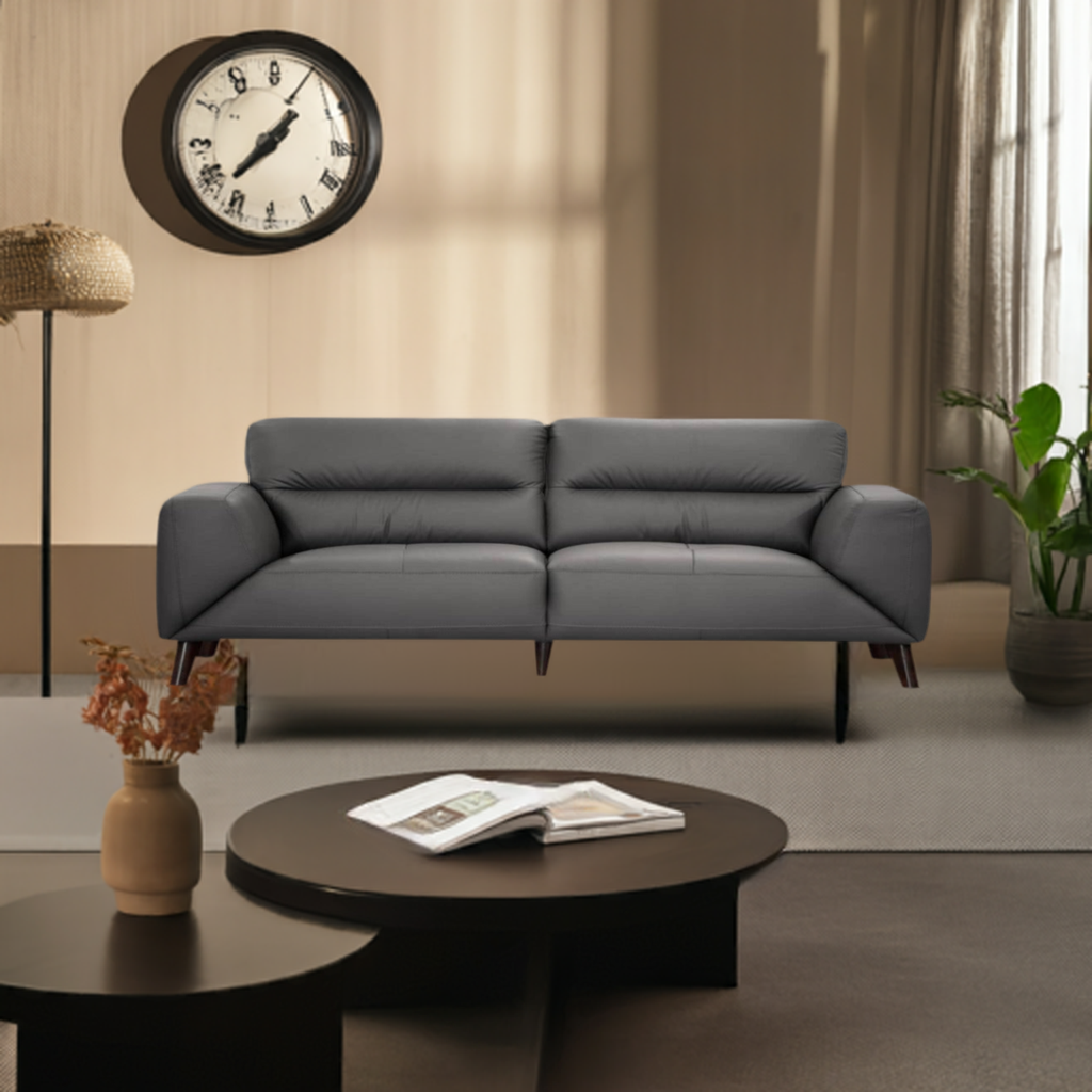 Sonoma 3 Seater Leather Sofa Gunmetal